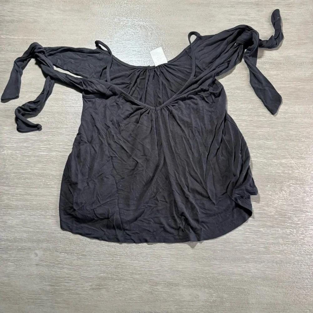 Free People Black Bow Off Shoulder Tank Top S - Picture 4 of 11